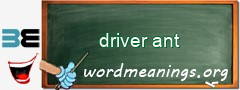 WordMeaning blackboard for driver ant